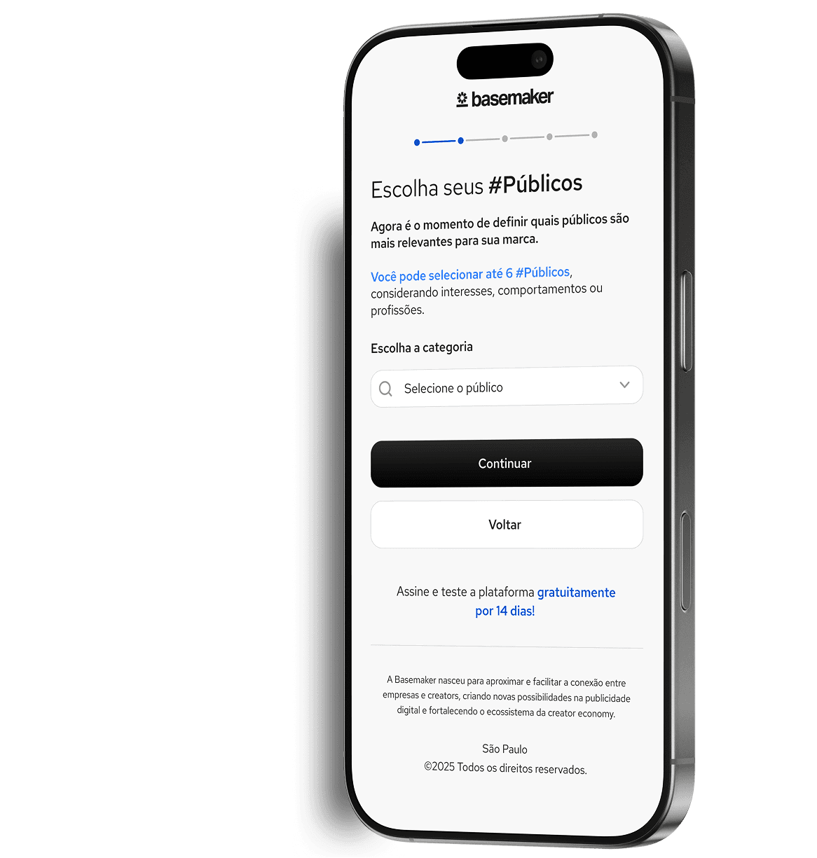 Um iPhone exibindo a tela de solicitação de novos públicos.